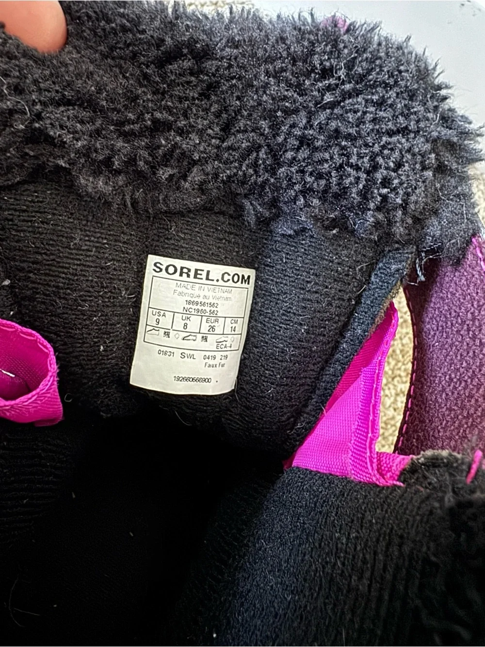 Sorel Kids Pink & Black Snow Boots